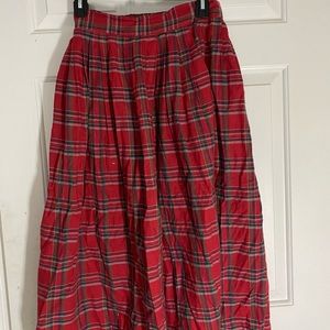 High-Waisted Vintage Plaid Pleated Skirt